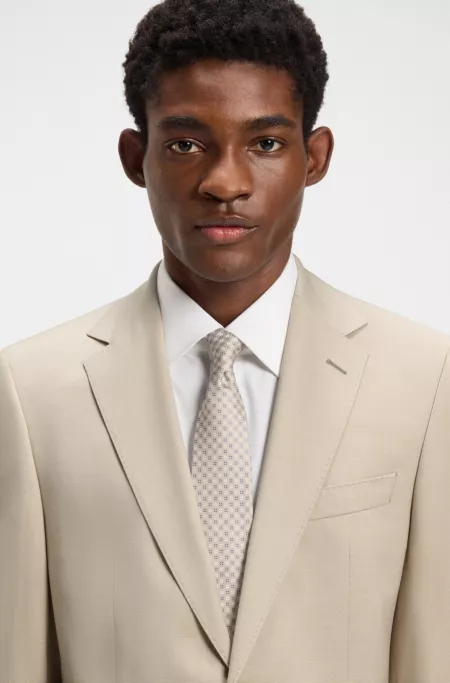 Regular-fit suit in micro-patterned virgin wool