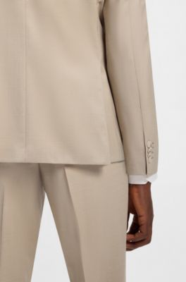 Regular-fit suit in micro-patterned virgin wool, Natural