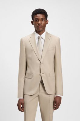 Regular-fit suit in micro-patterned virgin wool, Natural