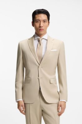 Regular-fit suit in micro-patterned virgin wool, Natural