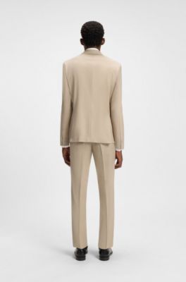 Regular-fit suit in micro-patterned virgin wool, Natural