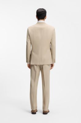 Regular-fit suit in micro-patterned virgin wool, Natural