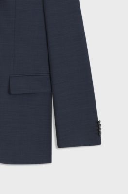 Regular-fit suit in micro-patterned virgin wool, Dark Blue