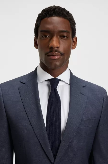 Regular-fit suit in micro-patterned virgin wool