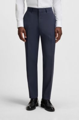 Regular-fit suit in micro-patterned virgin wool, Dark Blue