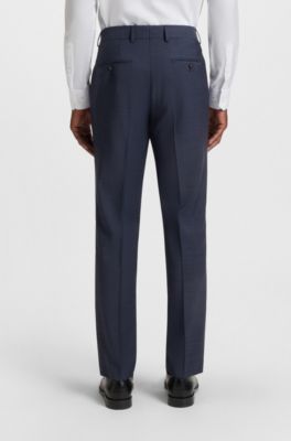 Regular-fit suit in micro-patterned virgin wool, Dark Blue
