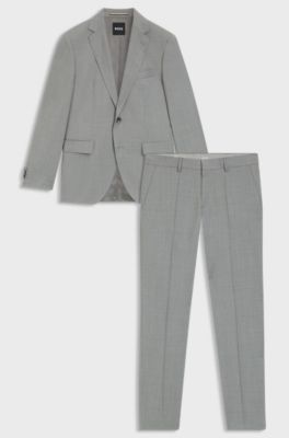 Regular-fit suit in pinstriped virgin wool, Light Grey