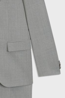 Regular-fit suit in pinstriped virgin wool, Light Grey