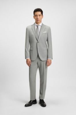 Regular-fit suit in pinstriped virgin wool, Light Grey