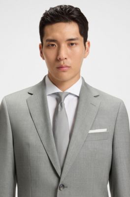 Regular-fit suit in pinstriped virgin wool, Light Grey