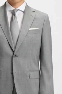 Regular-fit suit in pinstriped virgin wool, Light Grey