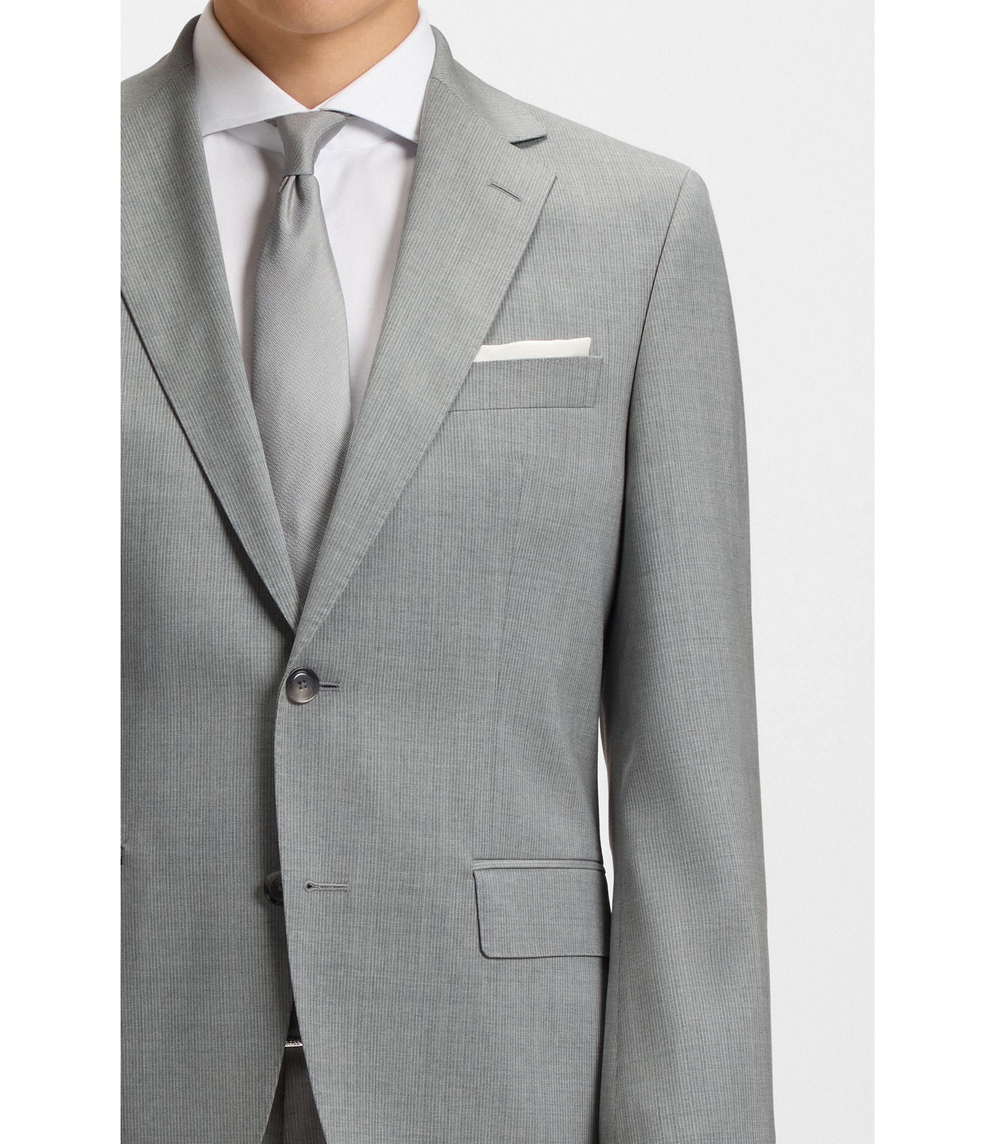 HUGO BOSS VEGAN SUIT イタリアリネン 杢グレー 背抜き BOSS - Regular-fit suit in checked virgin wool - Beige