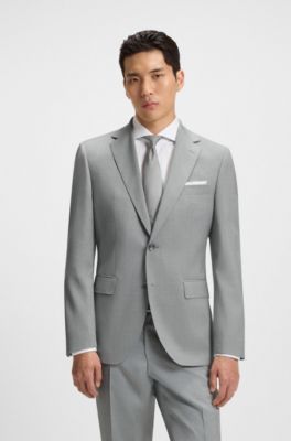 Regular-fit suit in pinstriped virgin wool, Light Grey