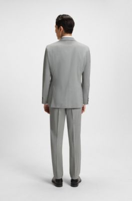 Regular-fit suit in pinstriped virgin wool, Light Grey