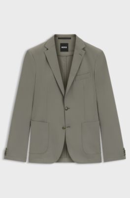 Dressletic slim-fit blazer in performance-stretch jersey, Green