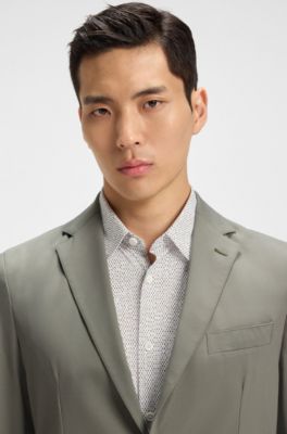 Dressletic slim-fit blazer in performance-stretch jersey, Green