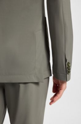 Dressletic slim-fit blazer in performance-stretch jersey, Green