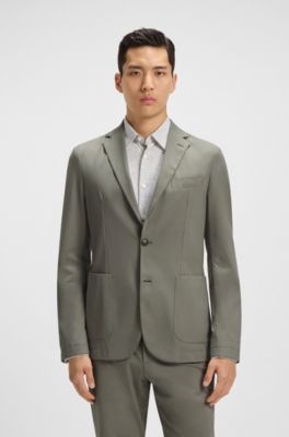 Dressletic slim-fit blazer in performance-stretch jersey, Green