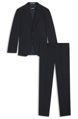 Slim-fit suit in virgin wool, cotton and stretch
