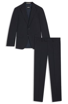 Slim-fit suit in virgin wool, cotton and stretch