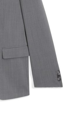 Slim-fit suit in micro-patterned stretch fabric, Light Grey