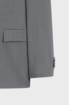 Slim-fit suit in micro-patterned stretch fabric, Light Grey
