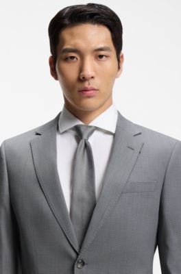 Slim-fit suit in micro-patterned stretch fabric, Light Grey