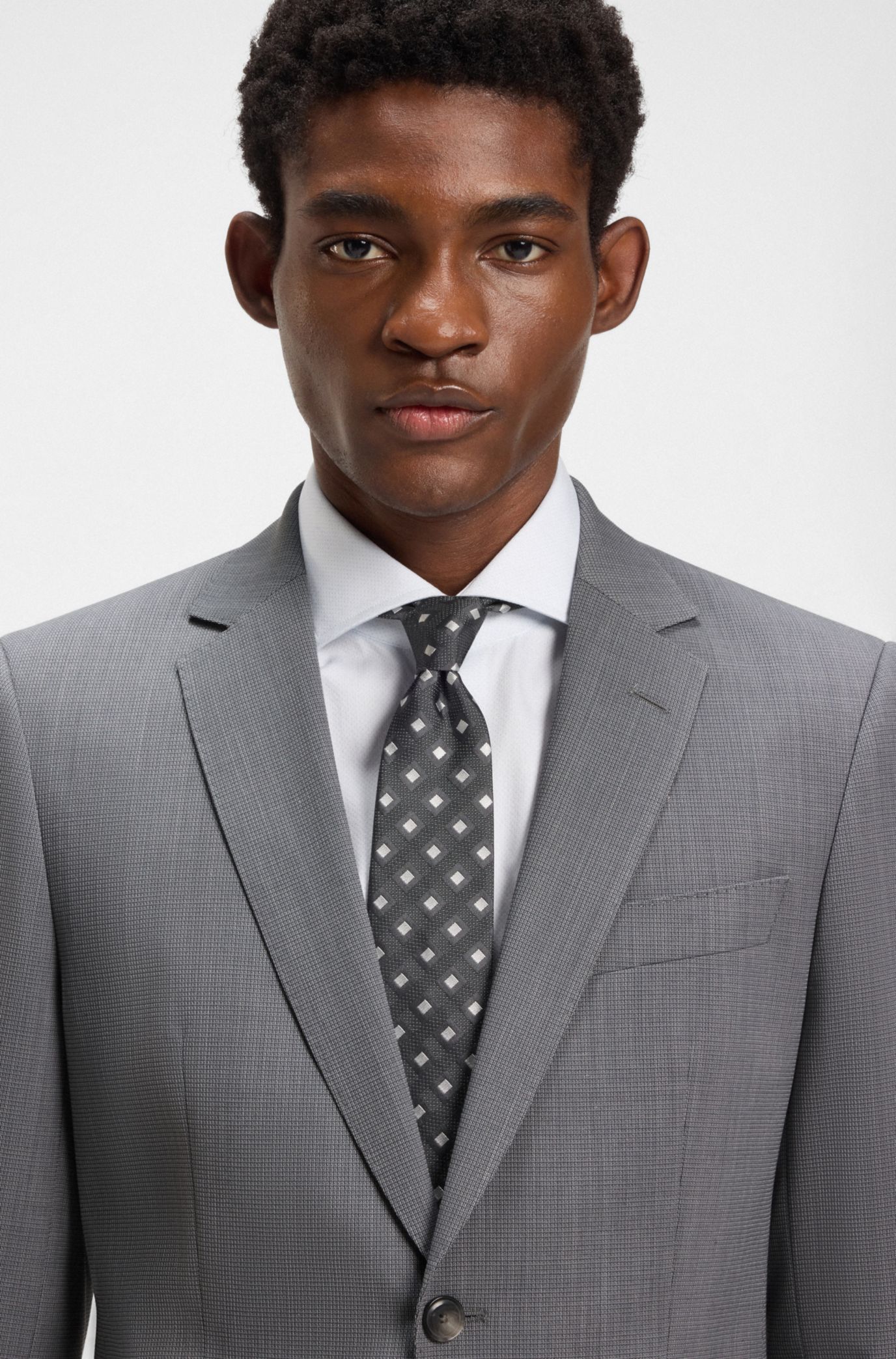 BOSS - スリムフィットスーツ マイクロパターン ストレッチ