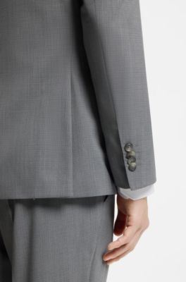 Slim-fit suit in micro-patterned stretch fabric, Light Grey