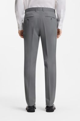 Abito slim fit in tessuto elasticizzato con micromotivo, Grigio chiaro