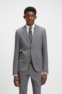 Slim-fit suit in micro-patterned stretch fabric, Light Grey