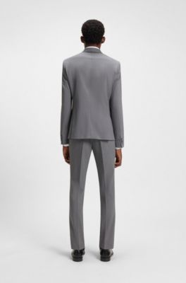 Slim-fit suit in micro-patterned stretch fabric, Light Grey