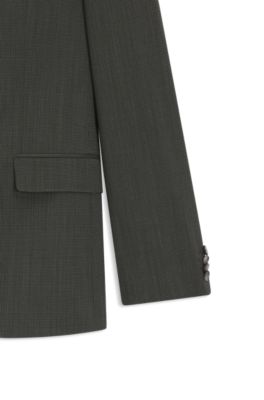 Slim-fit suit in micro-patterned stretch fabric, Green
