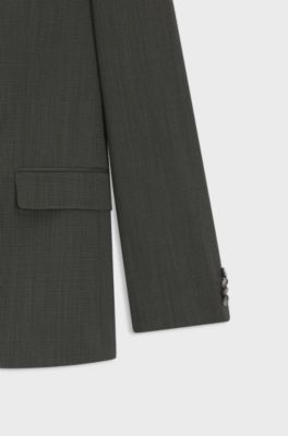 Slim-fit suit in micro-patterned stretch fabric, Green
