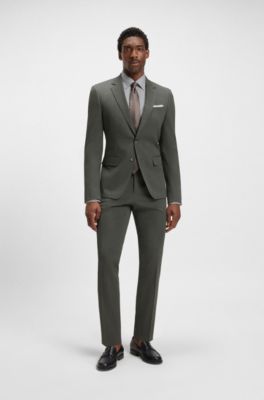 Slim-fit suit in micro-patterned stretch fabric, Green