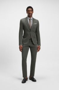 Filigran gemusterter Slim-Fit Anzug aus Stretch-Gewebe, Grün
