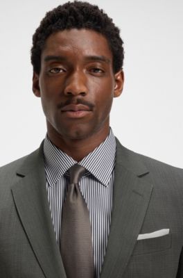 Slim-fit suit in micro-patterned stretch fabric, Green