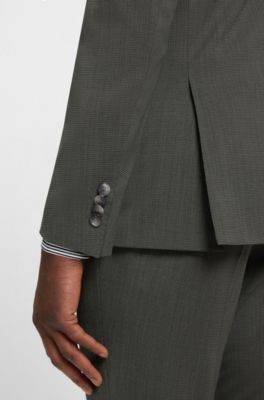 Costume Slim en tissu stretch &agrave; micro motif, Vert