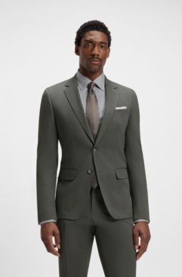 Slim-fit suit in micro-patterned stretch fabric, Green