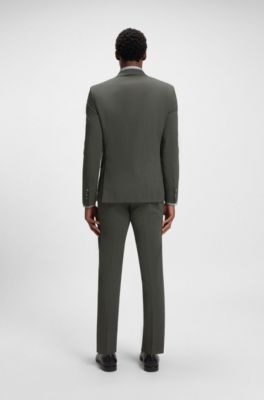 Slim-fit suit in micro-patterned stretch fabric, Green