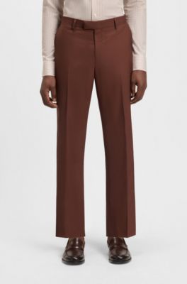 Two-piece slim-fit suit in micro-patterned wool, Brown