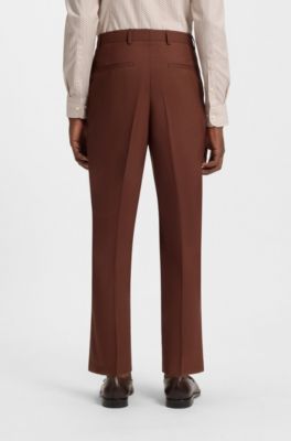 Two-piece slim-fit suit in micro-patterned wool, Brown