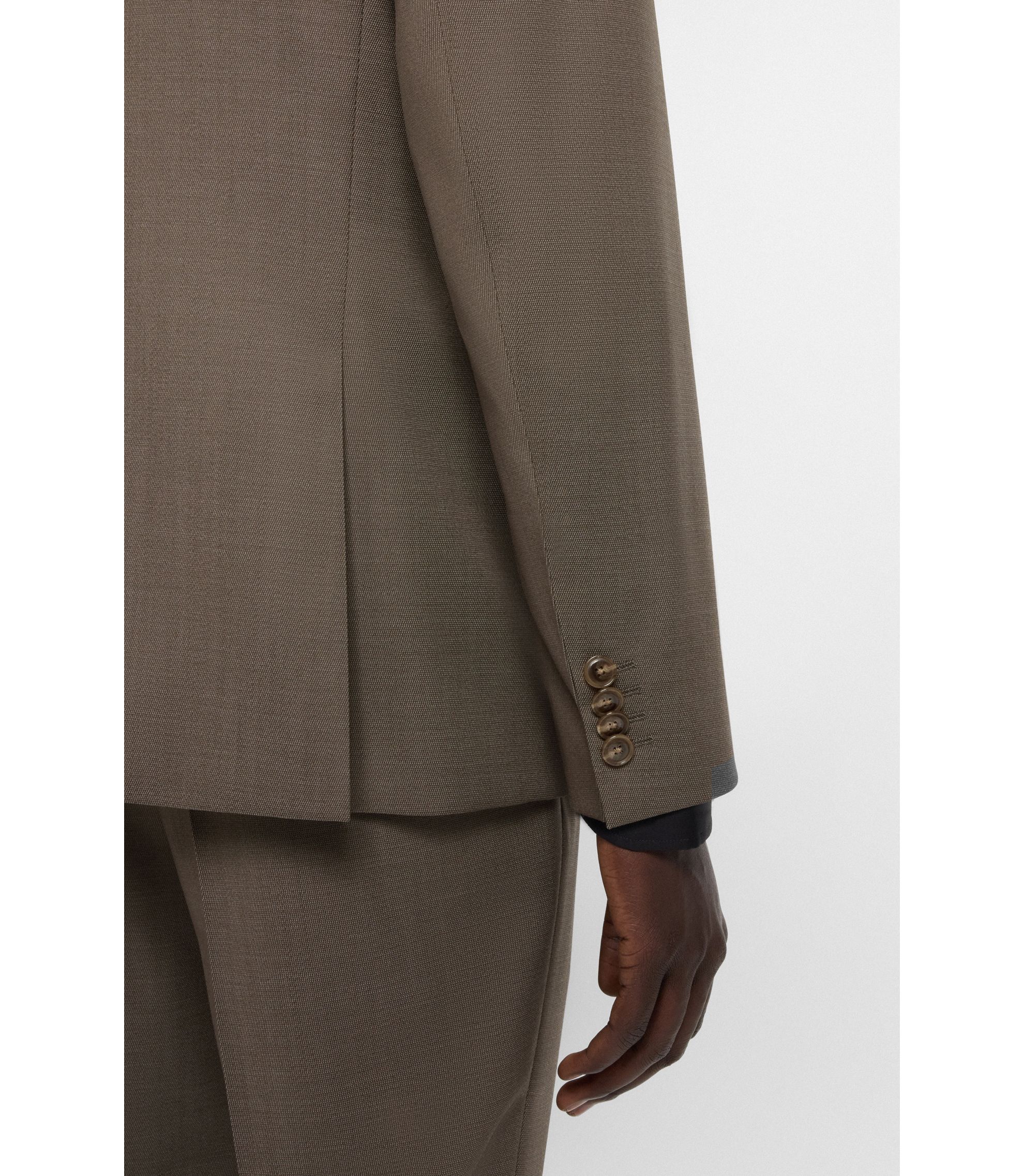 BOSS - スリムフィットスーツ マイクロパターン バージンウール - ブラウン