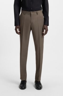 Slim-fit suit in micro-patterned virgin wool, Brown
