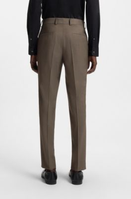 Slim-fit suit in micro-patterned virgin wool, Brown
