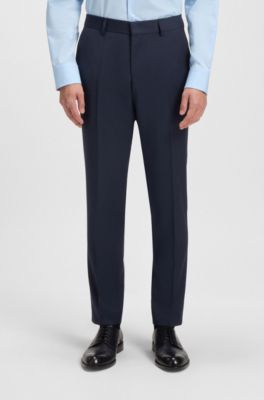 Traje slim fit de lana virgen con microestampado, Azul oscuro