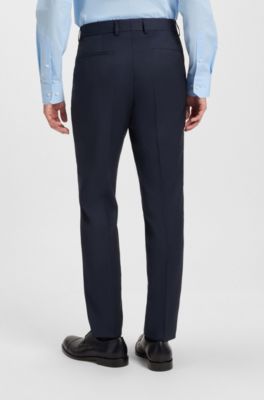 Slim-fit suit in micro-patterned virgin wool, Dark Blue