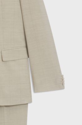 Slim-fit suit in checked stretch wool, Natural