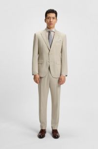 Slim-fit suit in checked stretch wool, Natural