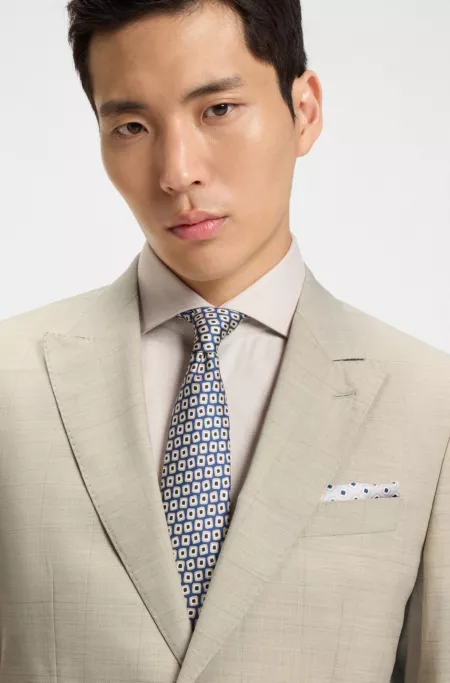 Slim-fit suit in checked stretch wool